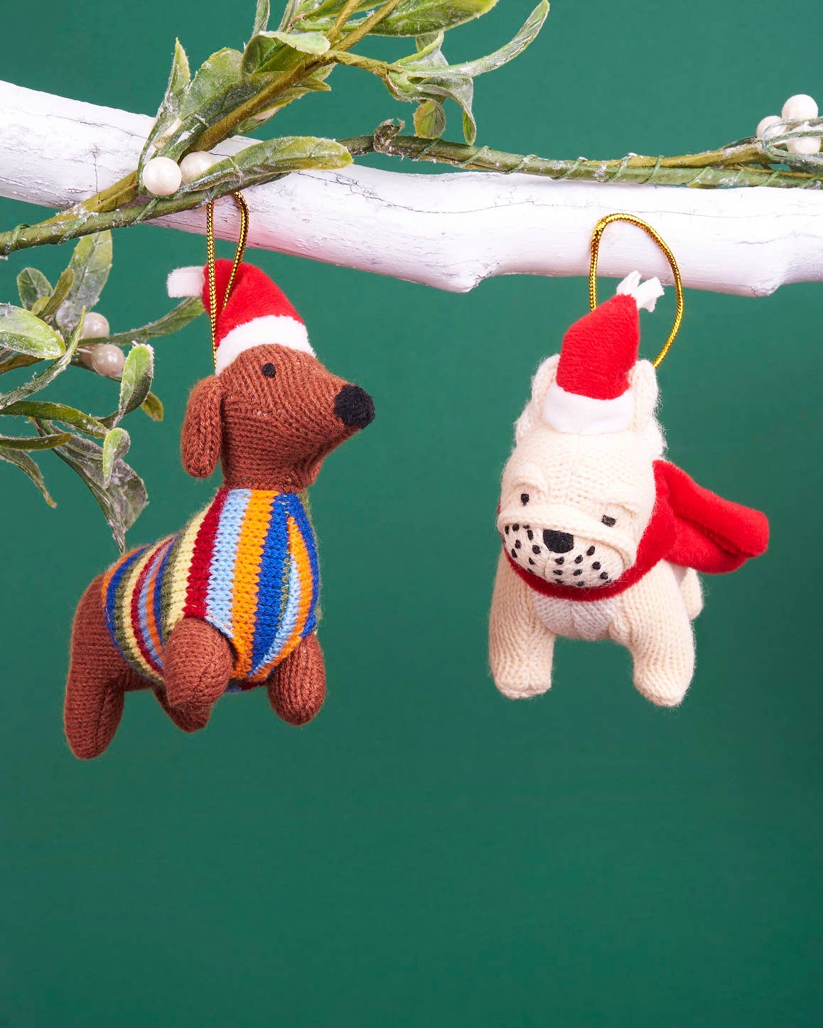 Sausage Dog Christmas Decoration, Knitted Dachshund Decor