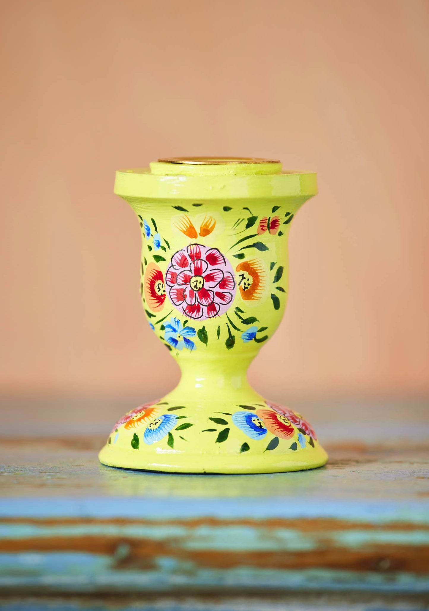 Namaste - Hand Painted Kashmiri Candlestick