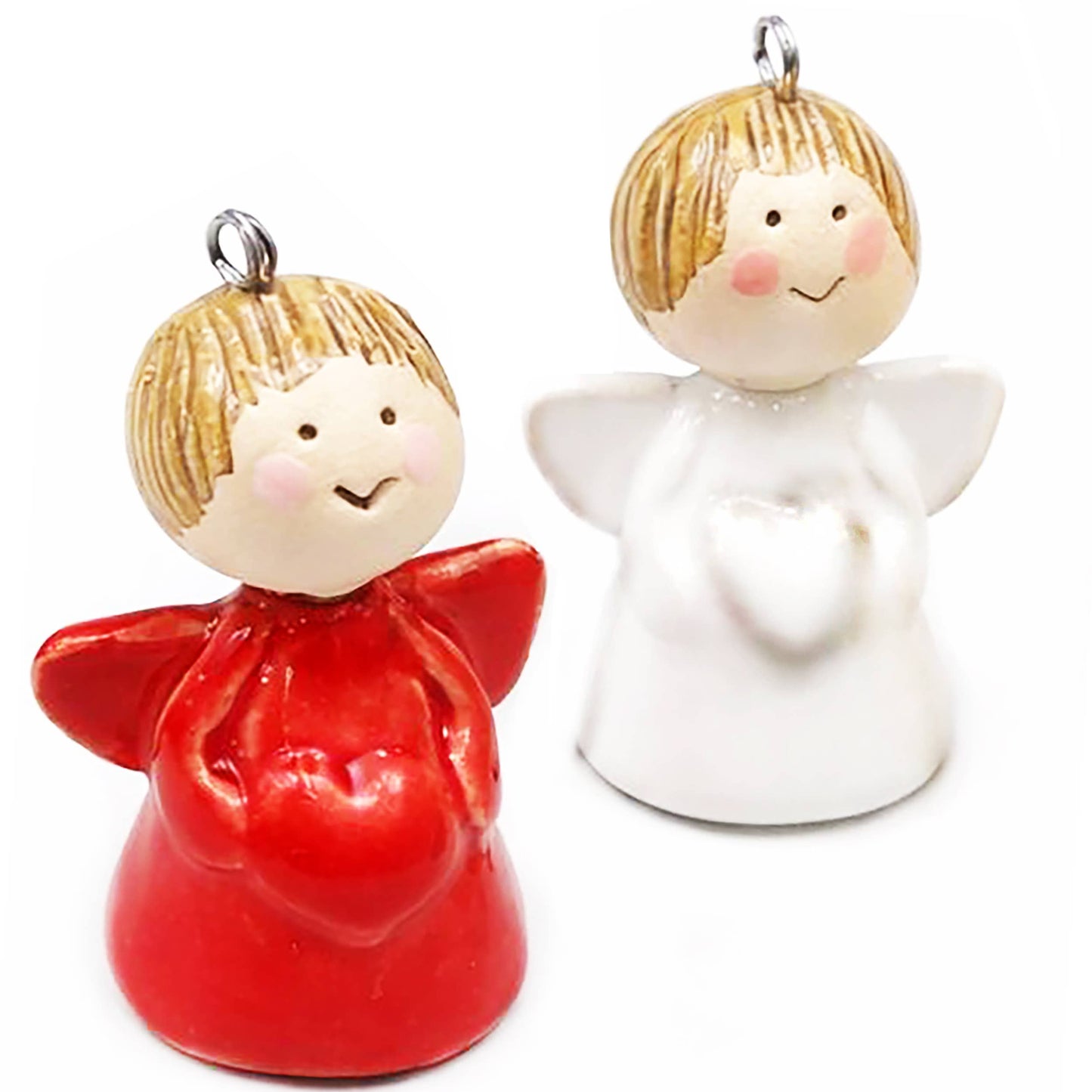 Hanging Mini Ceramic Heart Angels Handmade Decor