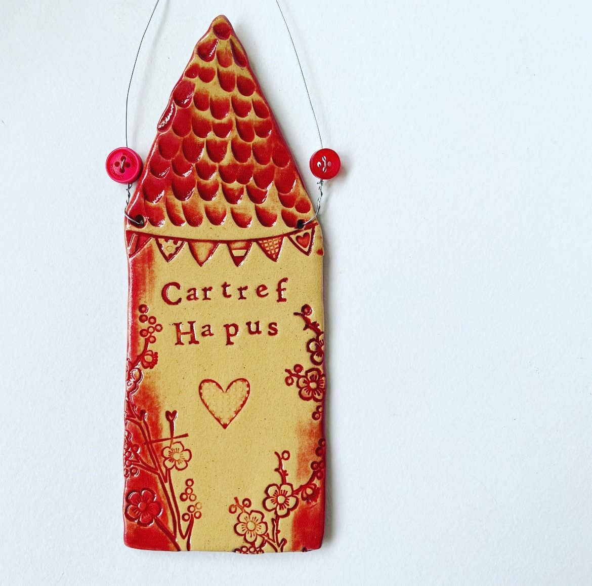 Ceramic House Plaque - Cartref Hapus - Made in Wales