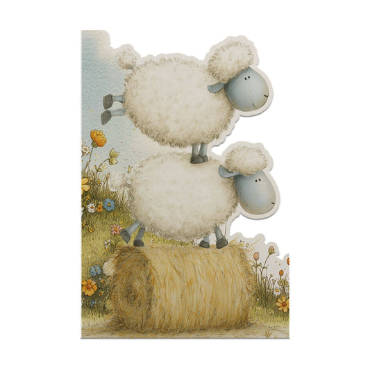 Farm Greeting Card, Die-cut: 'Sheep Bale'