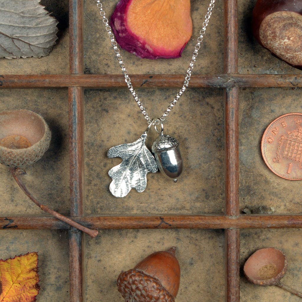 Acorn & Oak Leaf Necklace, English Pewter Jewellery