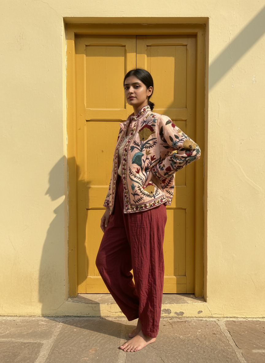 Boho Suzani Jackets, Hand Embroidered Cotton Velvet Quilted