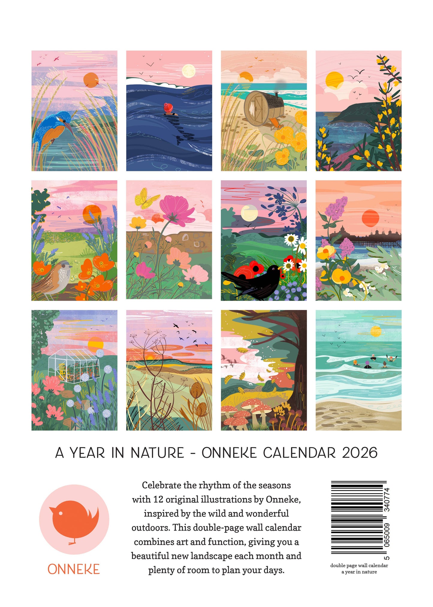 A Year in Nature 2026 Wall Calendar - Double Page A4