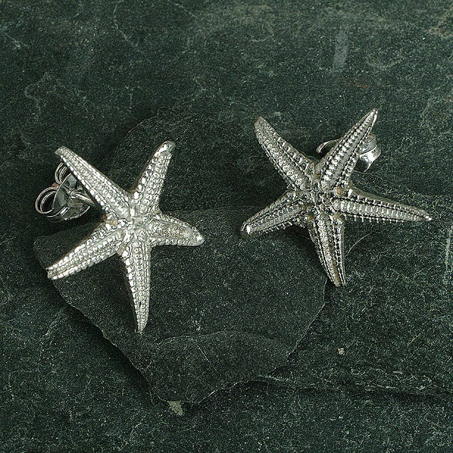 Starfish Stud Earrings, English Pewter Seaside Jewellery
