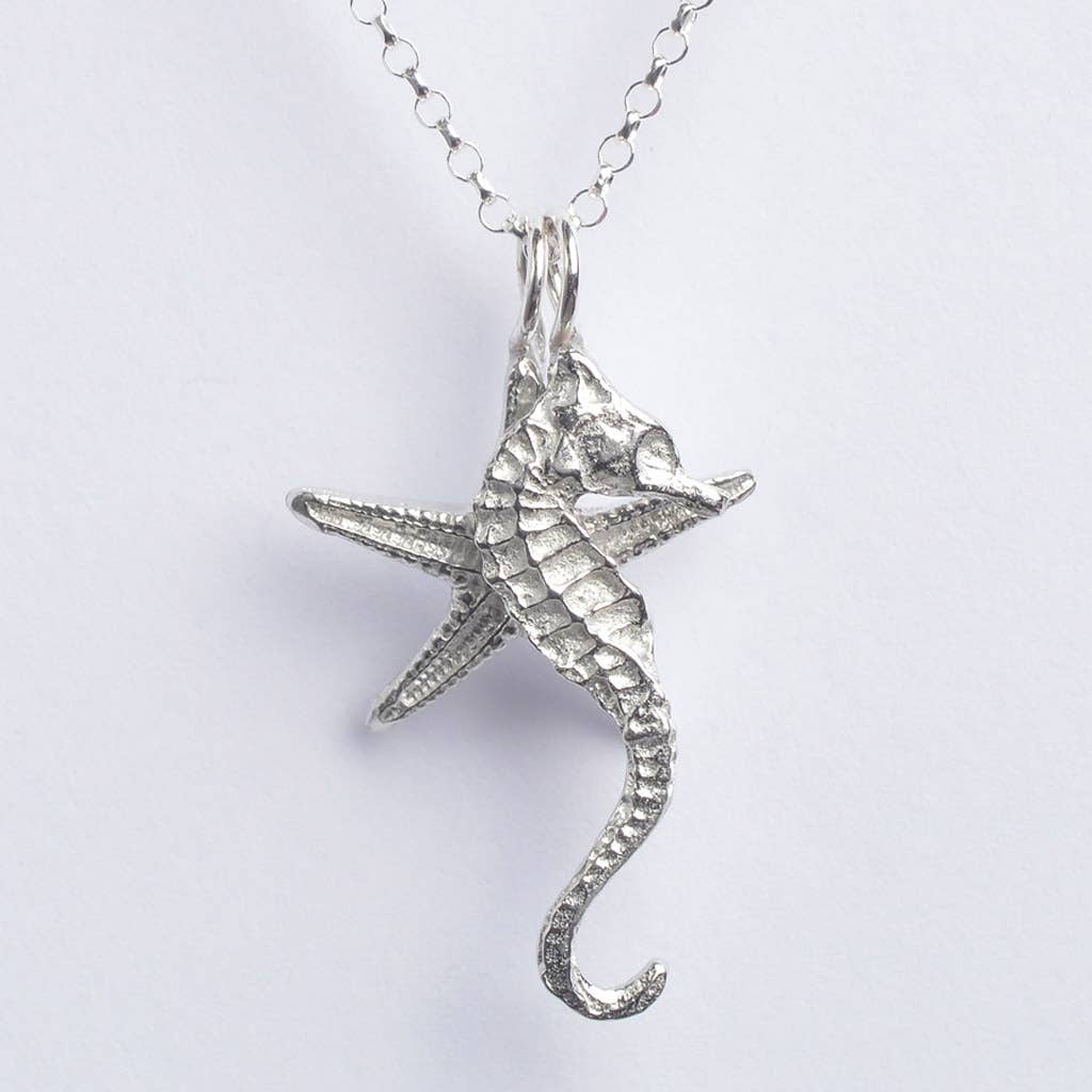 Seahorse and Starfish Necklace, English Pewter Jewellery