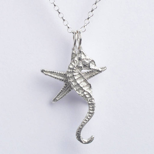 Glover & Smith - Seahorse and Starfish Necklace, English Pewter Jewellery