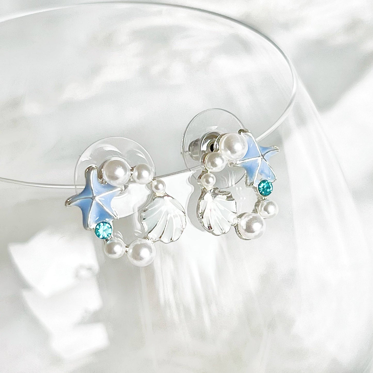Ninaouity - Blue Starfish and Seashell Earrings