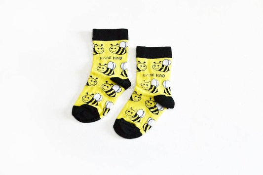 Bare Kind - Bee Socks | Child Bamboo Socks | Yellow Socks: Single Pair / Bees / Age 9-12yrs | UK Size Kids 12-3