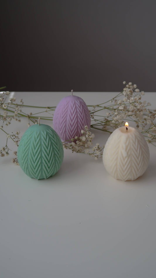 Jeune Home - Easter egg candle with ribbed design