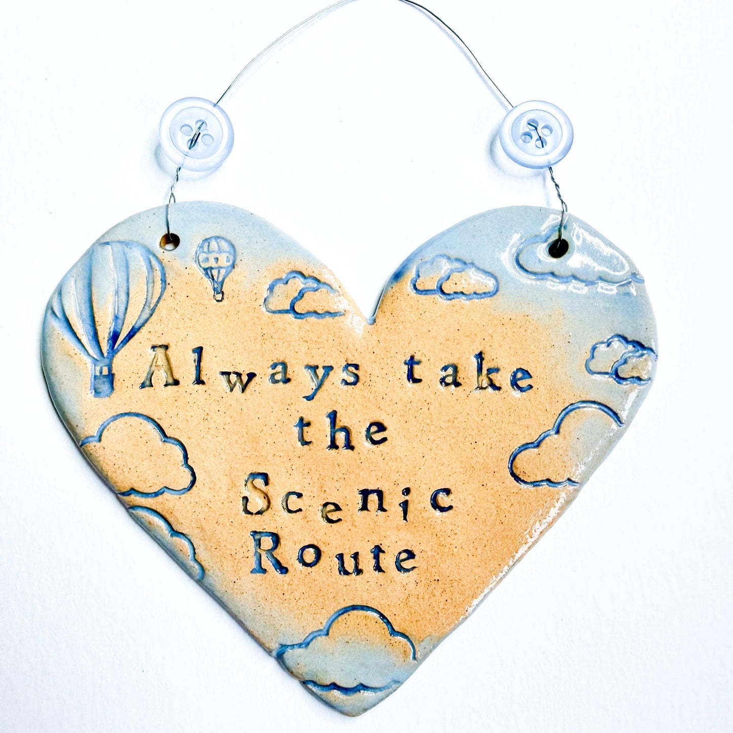 Scenic Route Ceramic Heart Plaque - Made in Wales