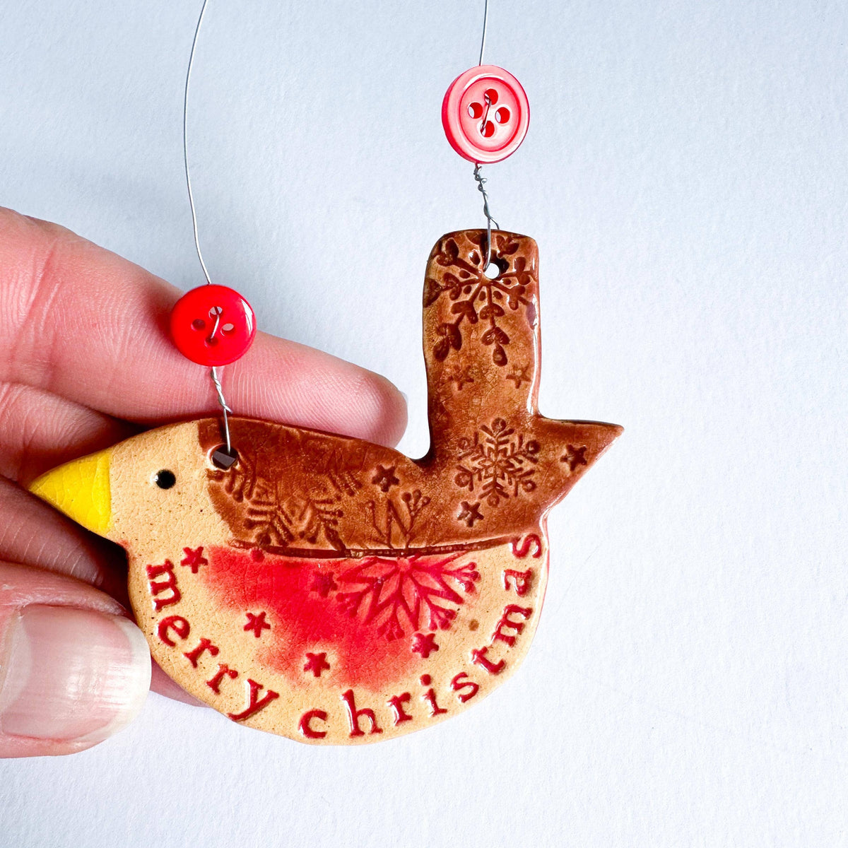 Handmade Merry Christmas Robin Tree Decoration