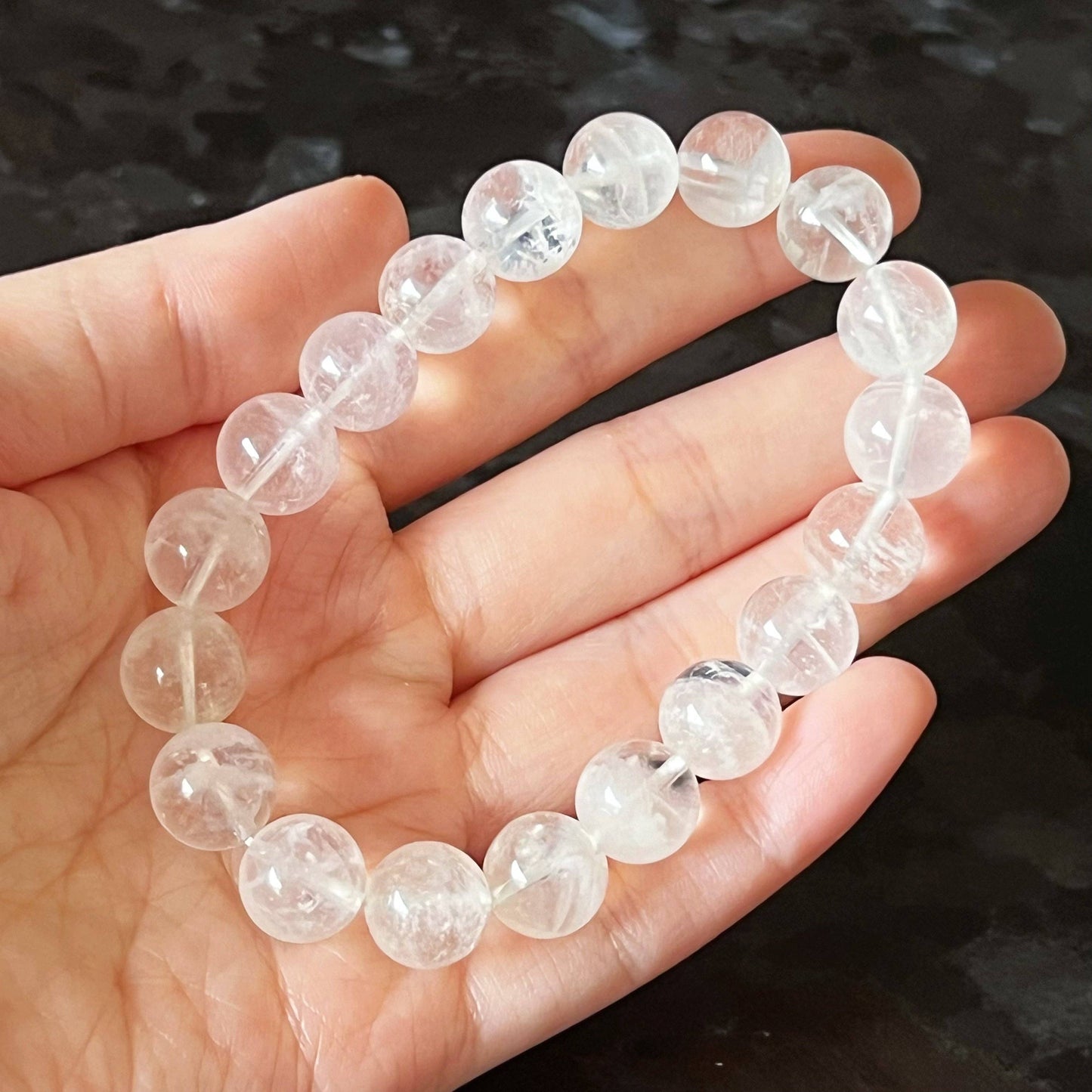 Ninaouity - Crown Chakra Natural White Phantom Quartz Crystal Bracelet