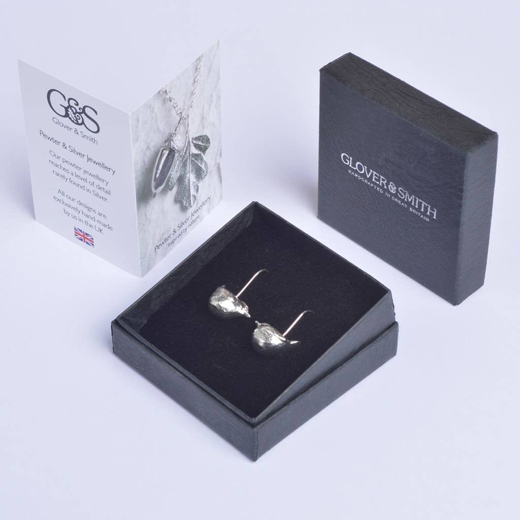 Wren Drop Earrings English Pewter Bird Jewellery