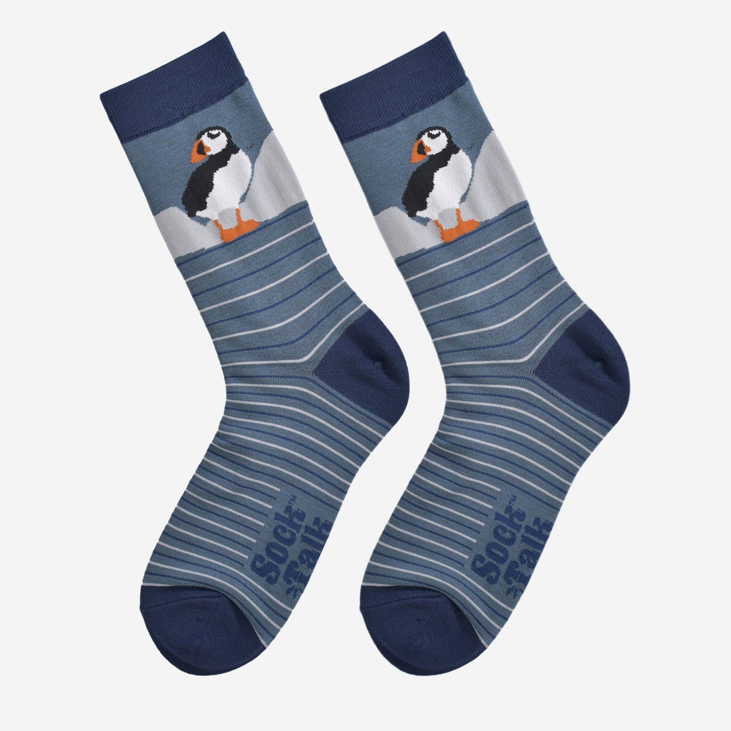 Men's Bamboo Socks - Teal, Puffin Stripe
