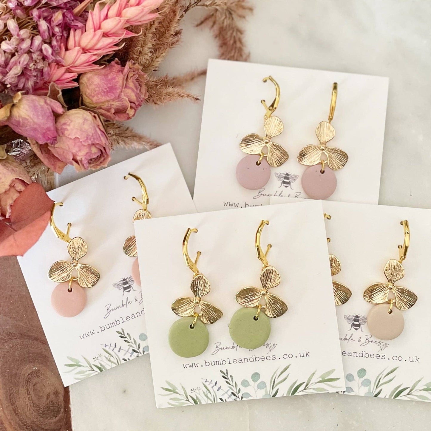 Bumble and Bees - Clematis Statement Earrings