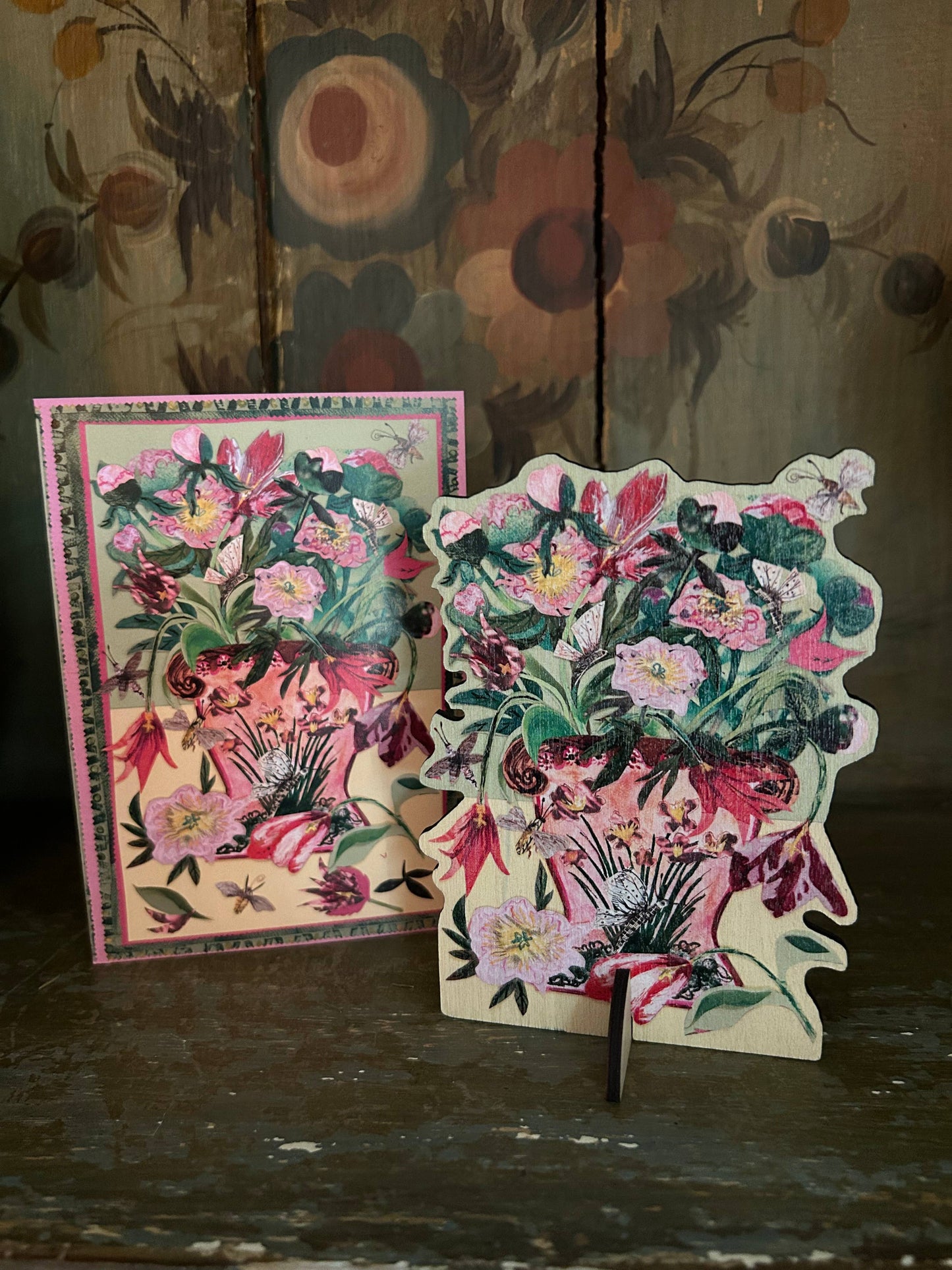 Clare O’Neill Artworks - Tulips & Peonies laser cut birch plywood keepsake & card 