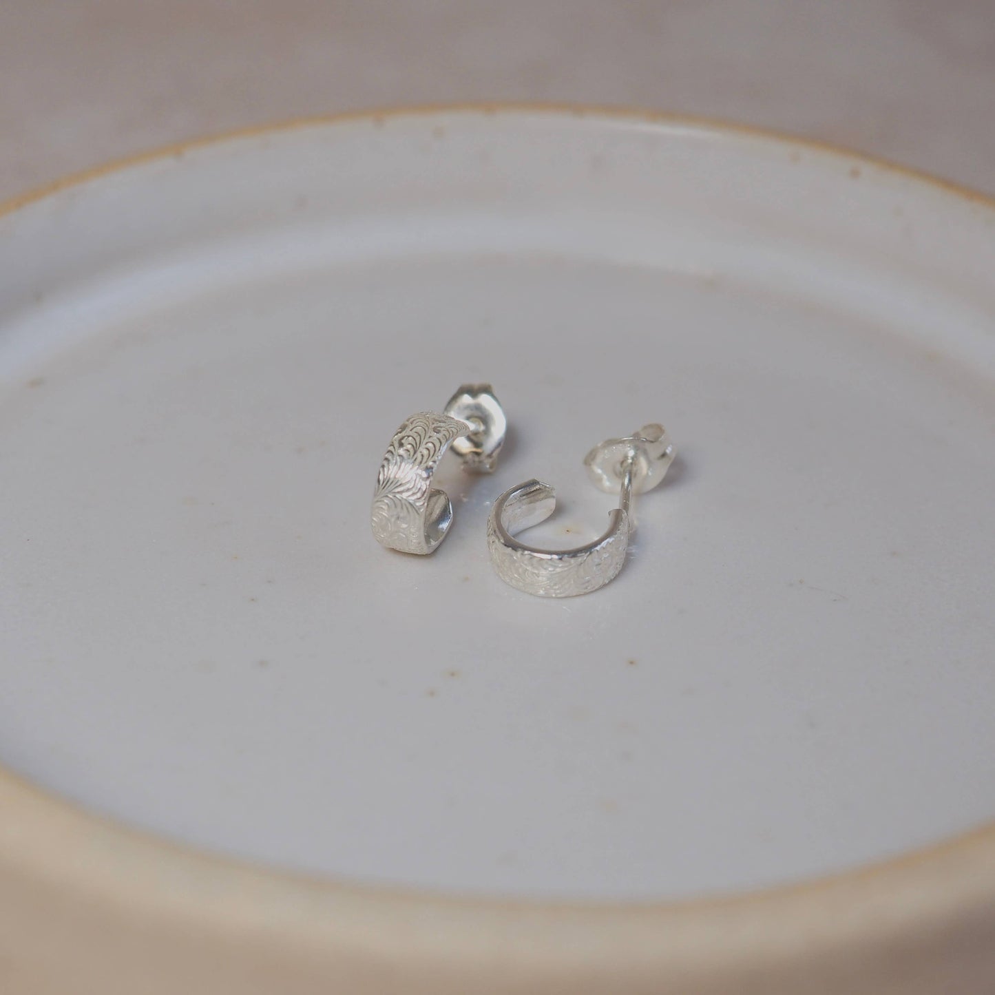 Lucy Kemp - Sterling Silver Huggie Lace Hoops