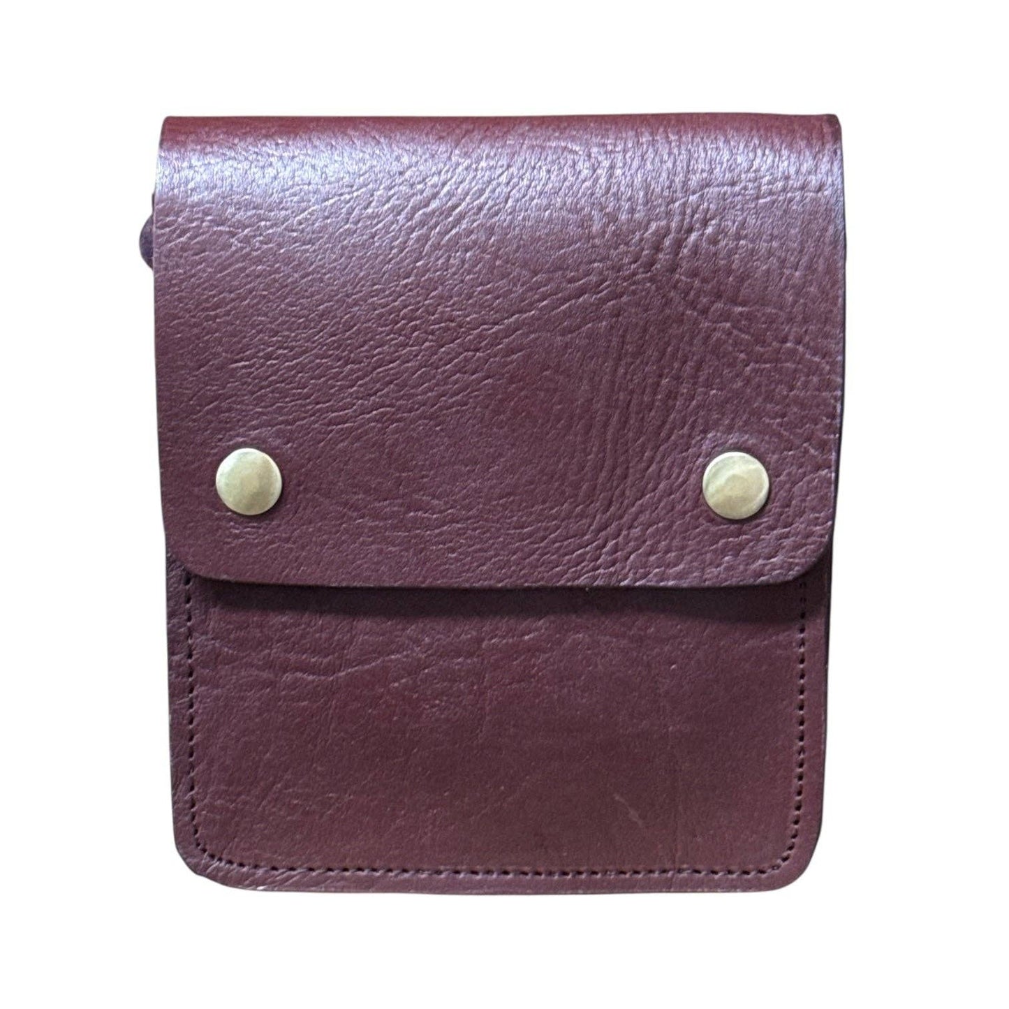 Small Leather Crossbody Bag with Pop Bag Closure Burgundy