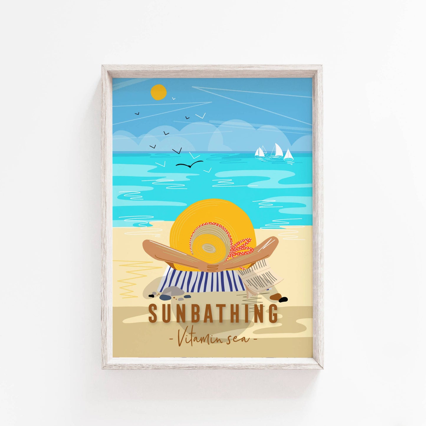 Onneke - Coastal print sunshine print seaside print sunbathing