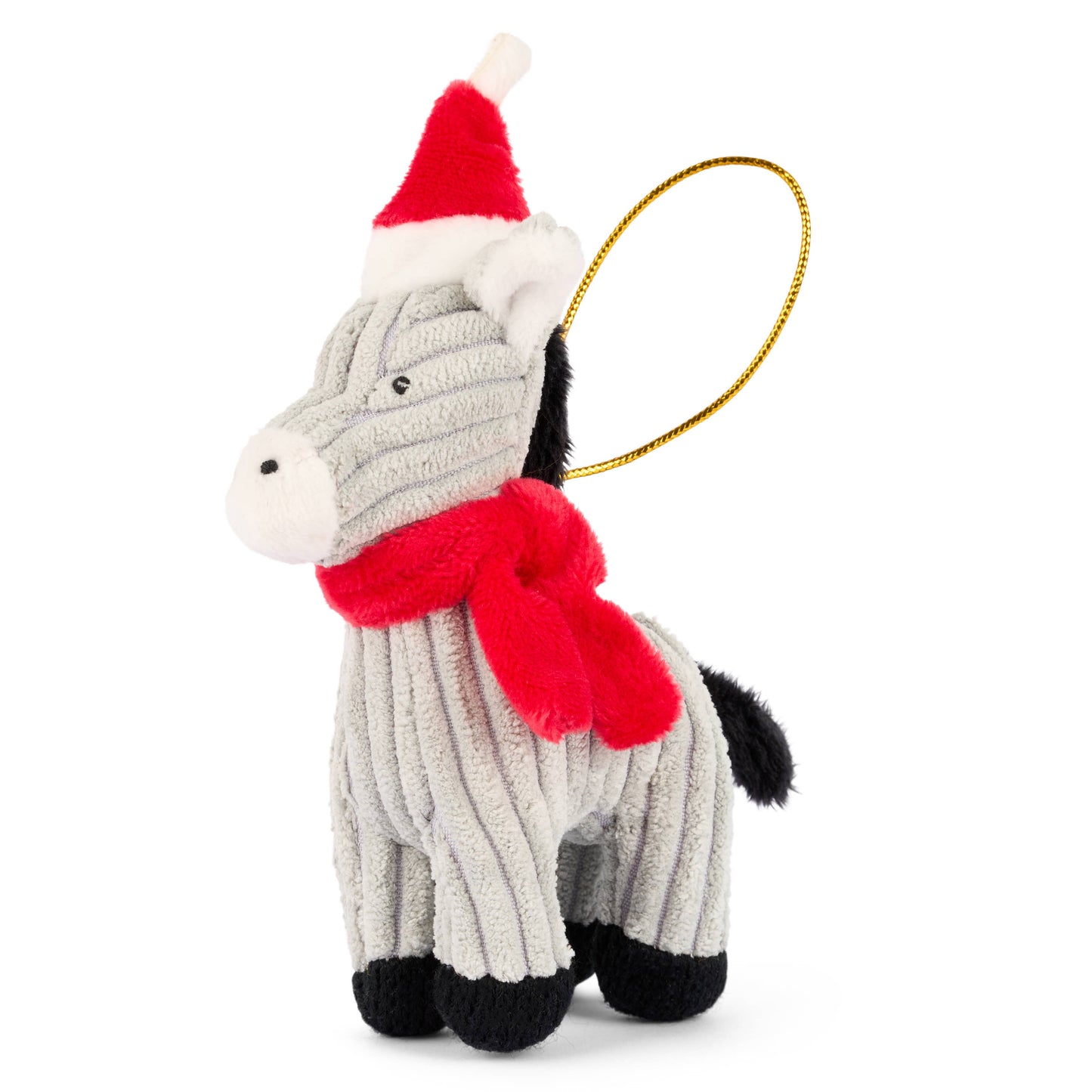 Donkey Christmas Decoration, Grey Corduroy