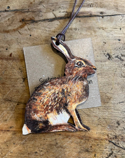 Clare O’Neill Artworks - Sitting Brown Hare birch plywood decoration
