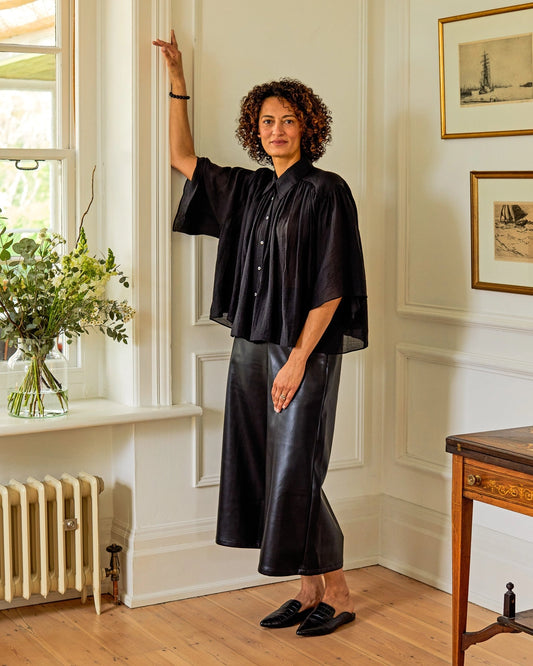 Chalk UK - Darcy faux leather trousers - black