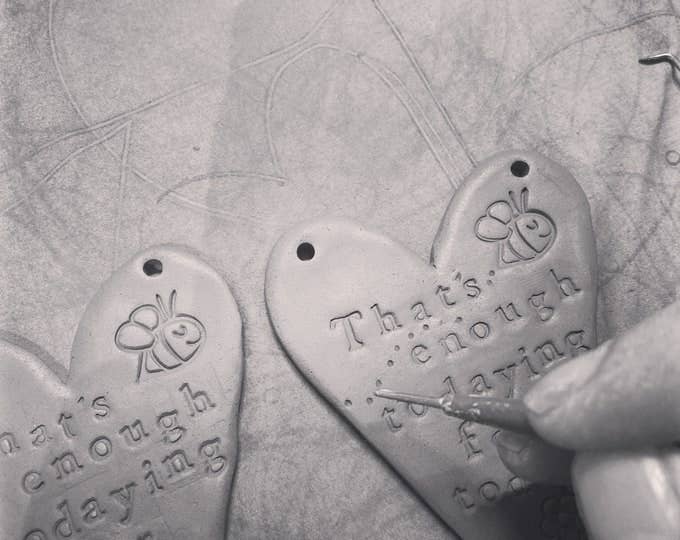 Special Friend ceramic hanging heart. Made in Wales.
