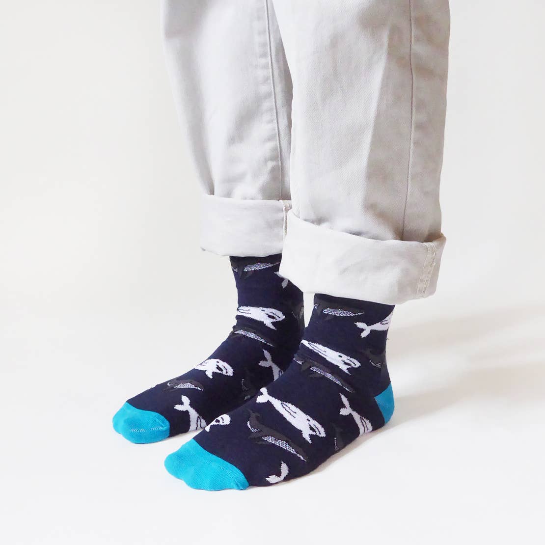 Whale Socks | Bamboo Socks | Dark Navy Blue Socks: UK Adult 7-11 / Single Pair / Whales