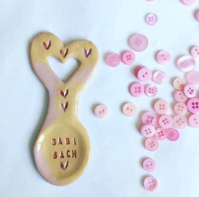 Handmade Ceramic Welsh Love Spoon - Babi Bach Gift
