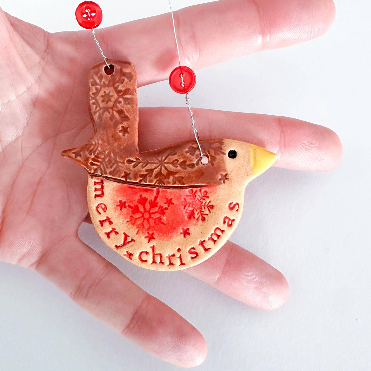 Handmade Merry Christmas Robin Tree Decoration