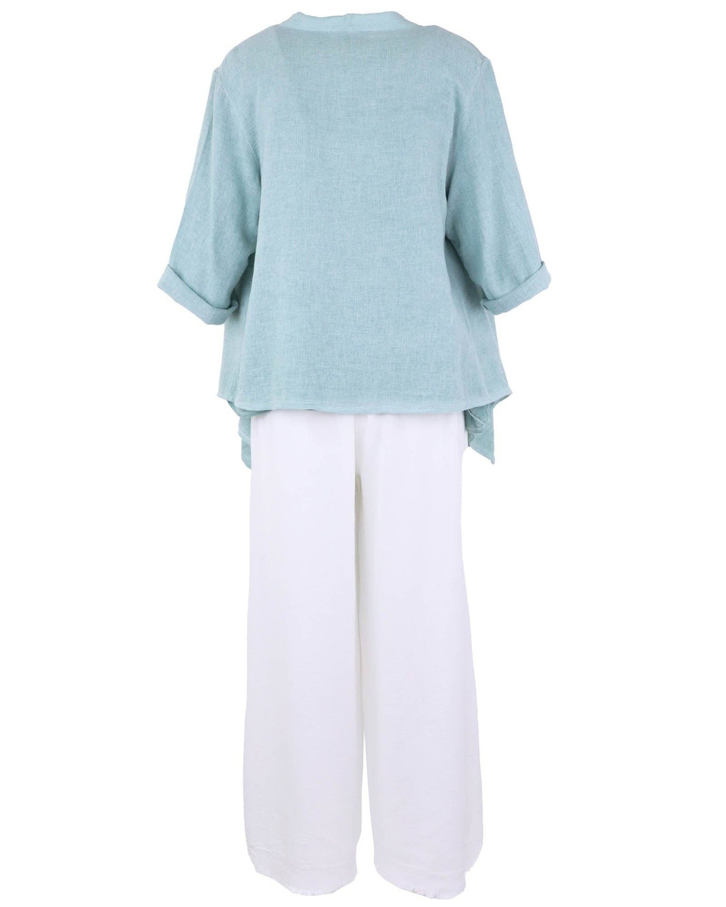 Cadenza Linen and Cotton Blend Waterfall Front Cardi: One Size