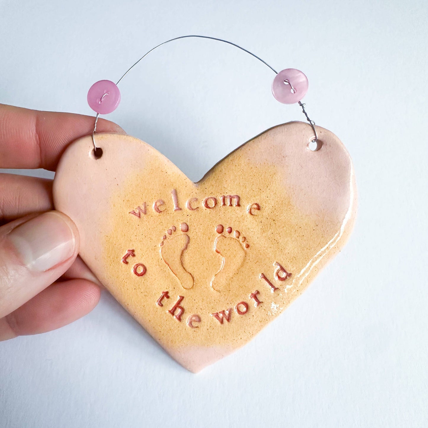Ceramic Heart New Baby Gift Made in Wales UK