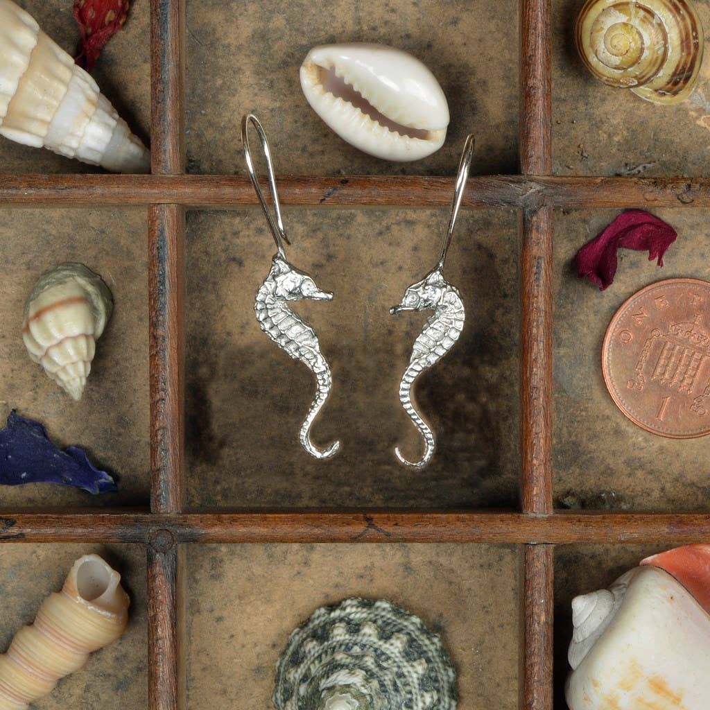 Seahorse Drop Earrings English Pewter Jewellery