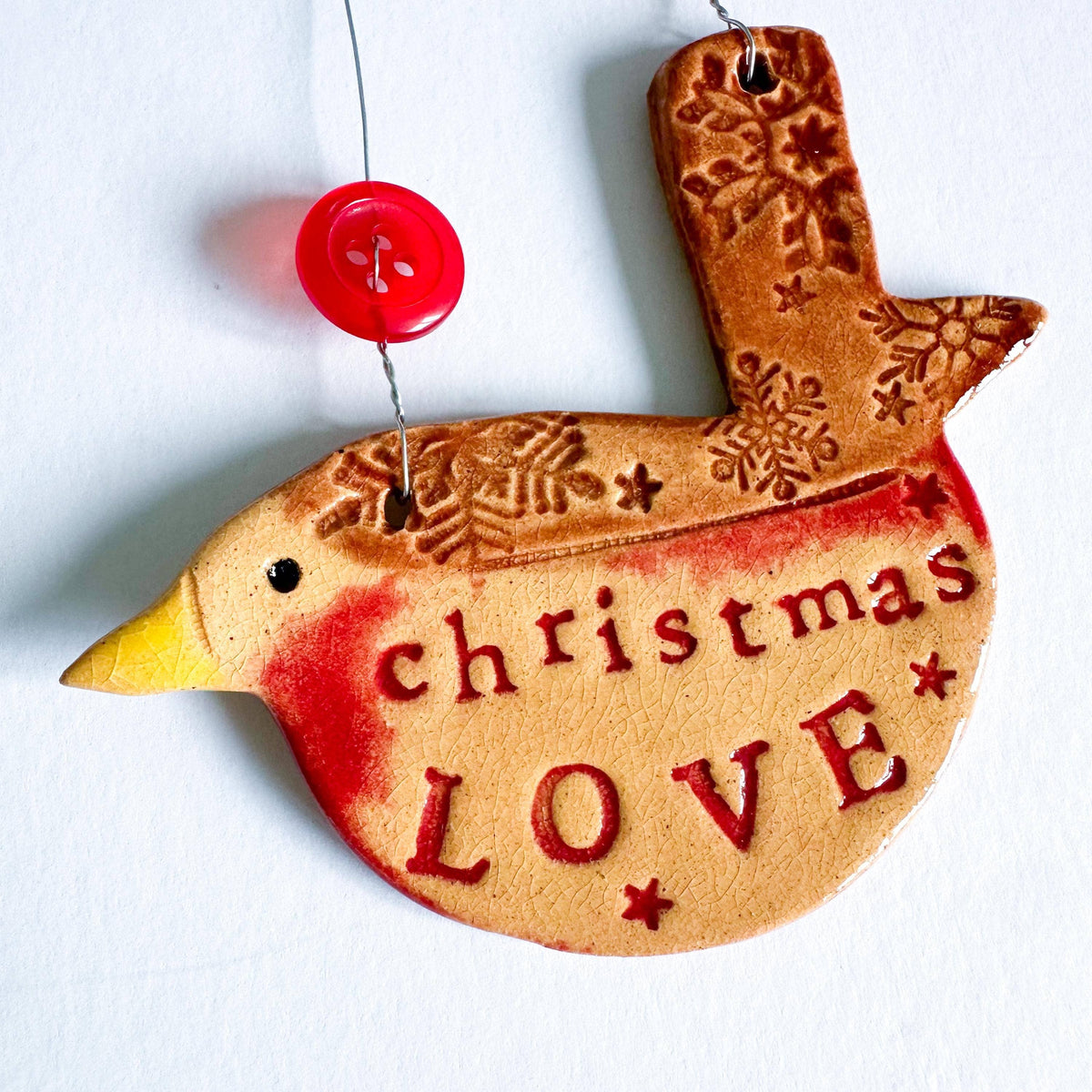 Handmade CHRISTMAS LOVE Robin Christmas Tree Decoration