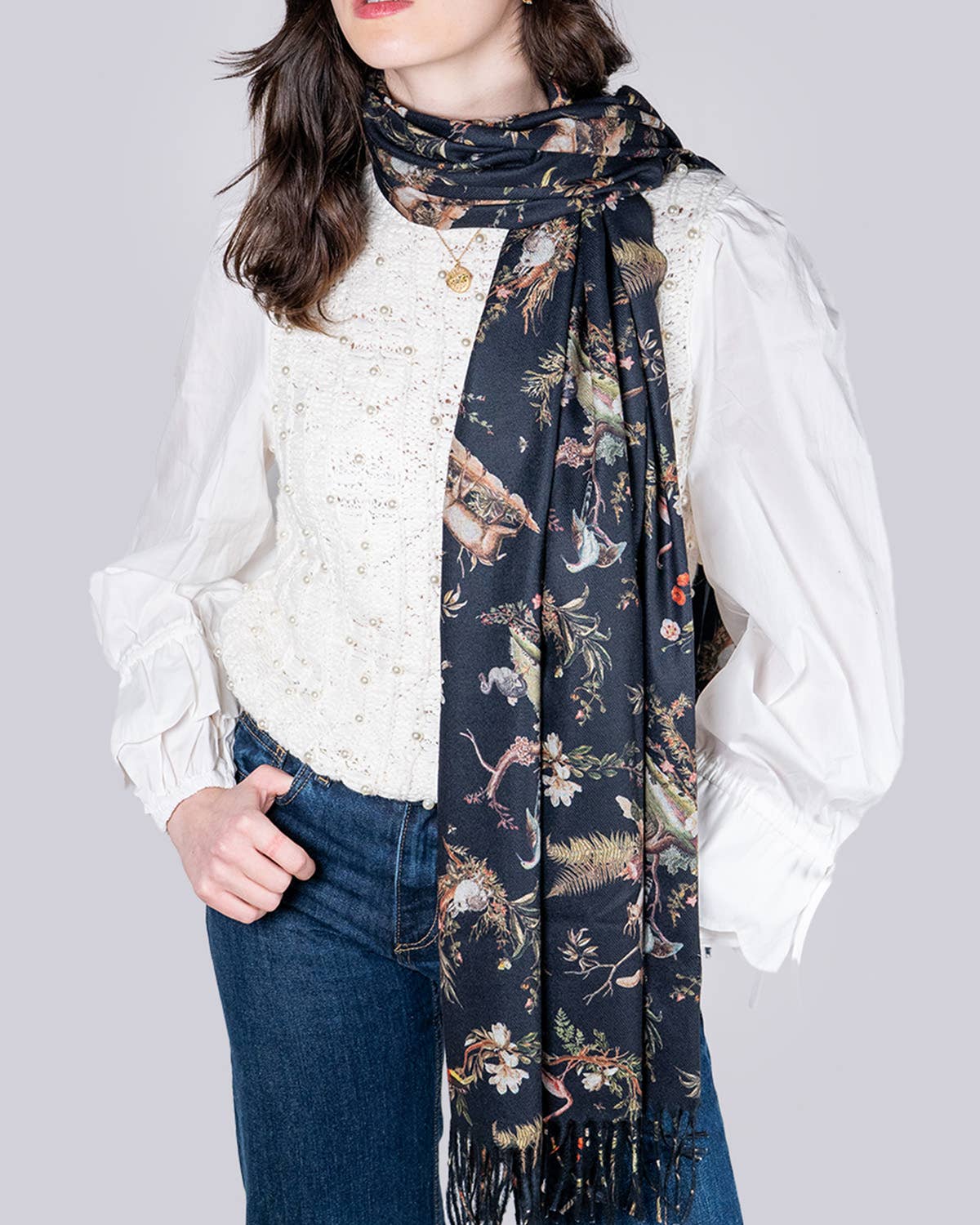 FABLE Wonderland Black Scarf with Tassels