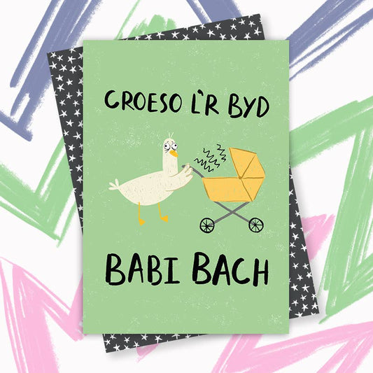 Croeso I’r Byd Babi Bach (Welcome little one) WELSH Card