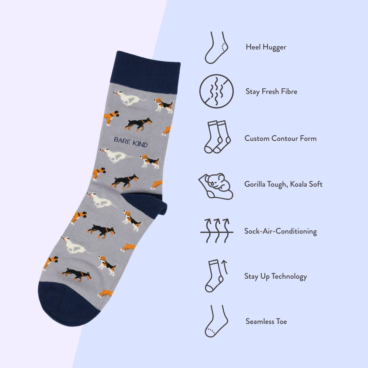Bare Kind - Purple Dog Socks