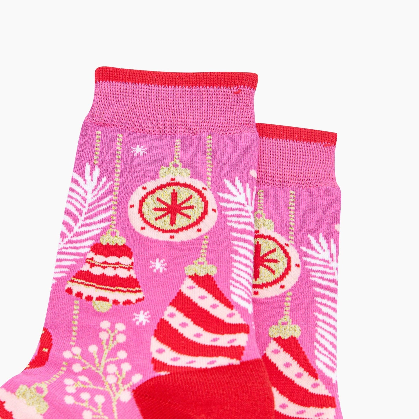Christmas Baubles Women's Bamboo Socks in Hot Pink