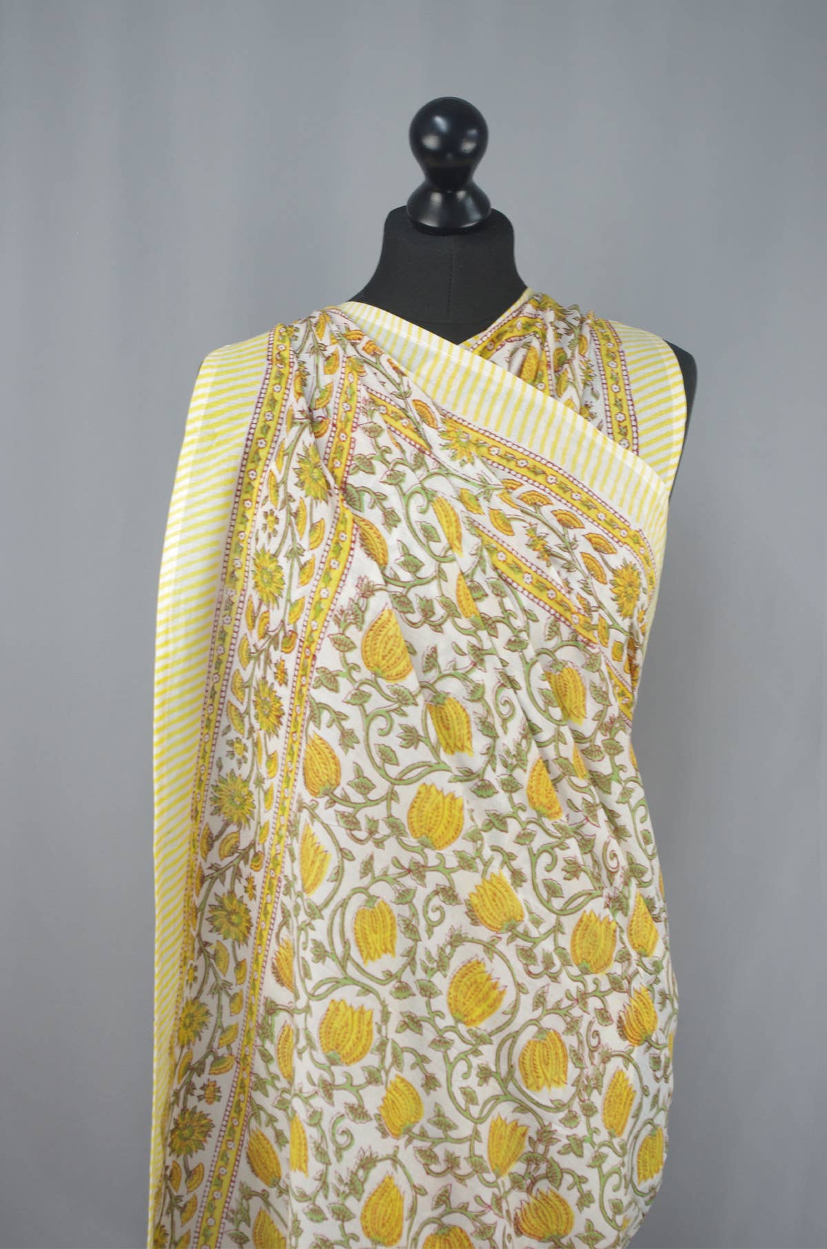 Kantha Decor - Beach Coverup Sarong Pareo - Yellow Bells