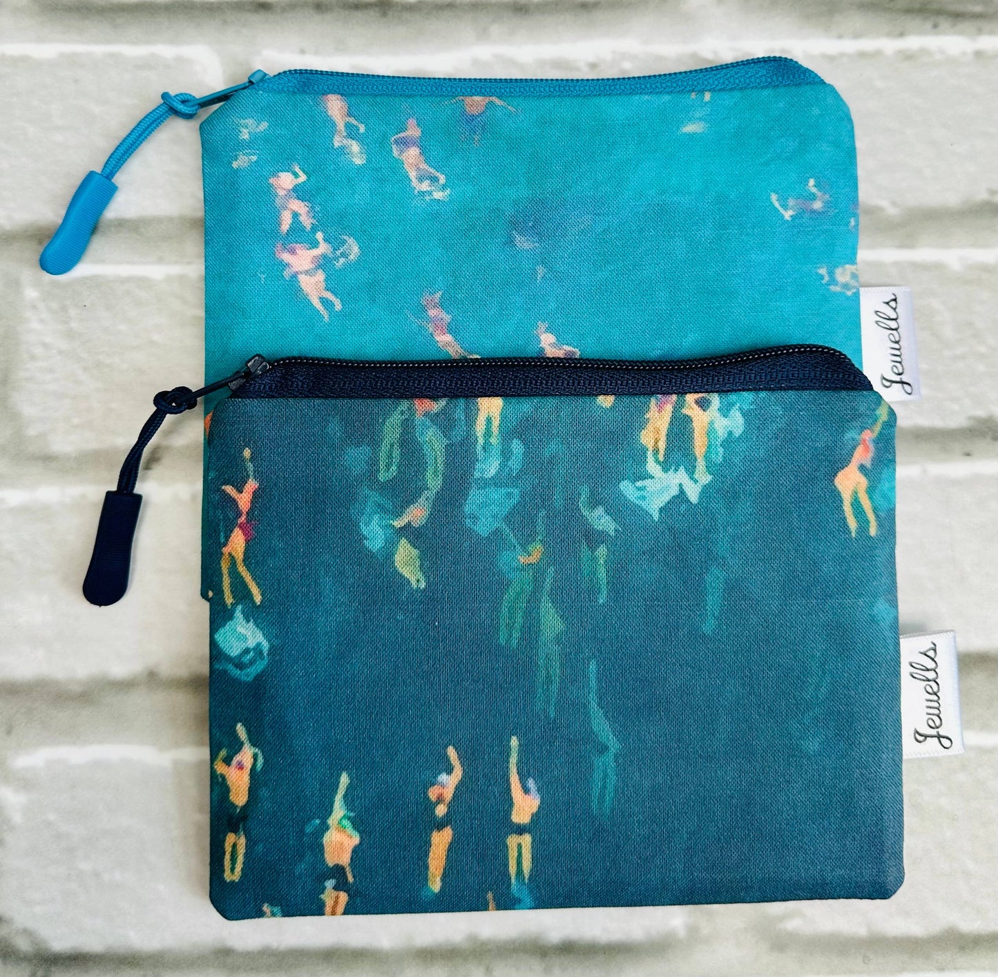 Underwater Swimmer purse pouch navy or turquoise