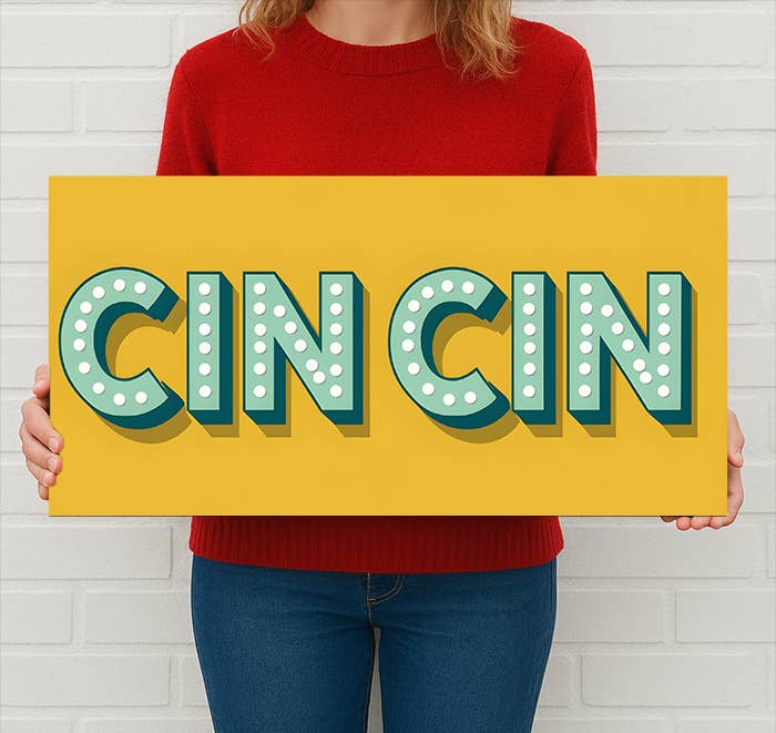 Cin Cin Retro Metal Sign – Italian Cheers Kitchen Wall Decor