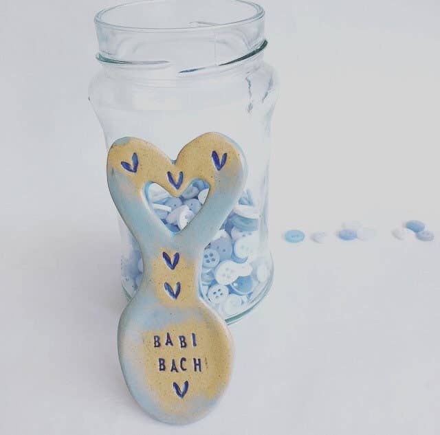 Handmade Ceramic Welsh Love Spoon - Babi Bach Gift