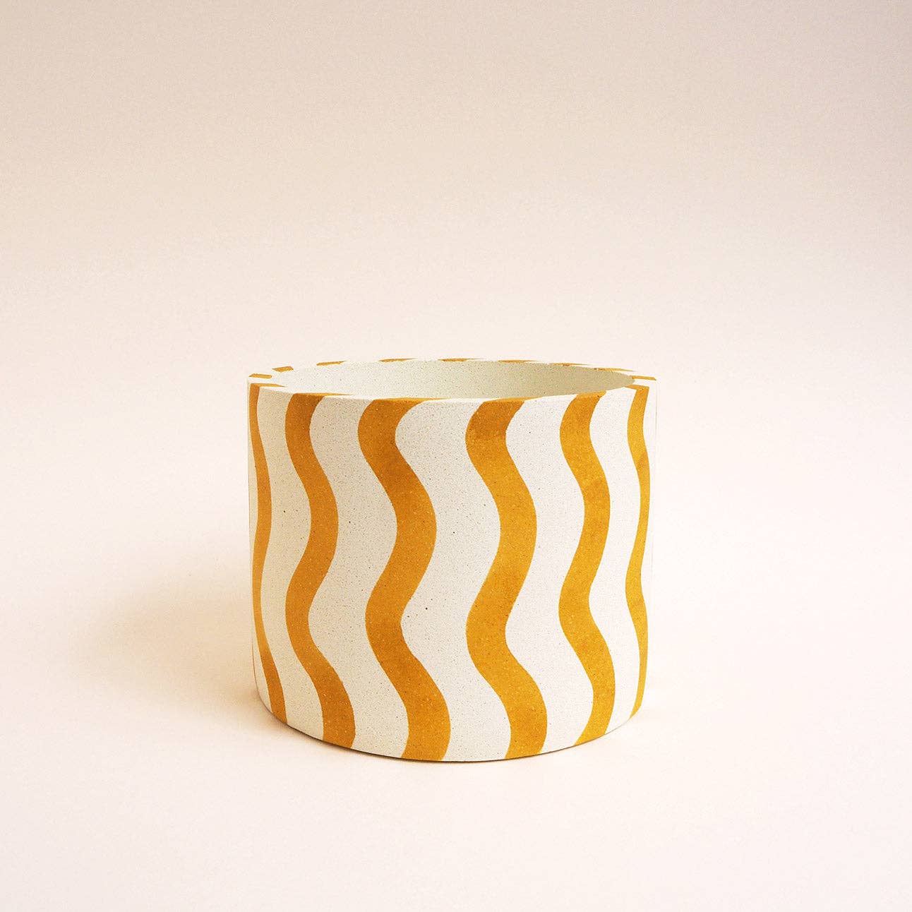 Hello Marilu Large Stripes or Squiggles Jesmonite Pot: Mint / Squiggles