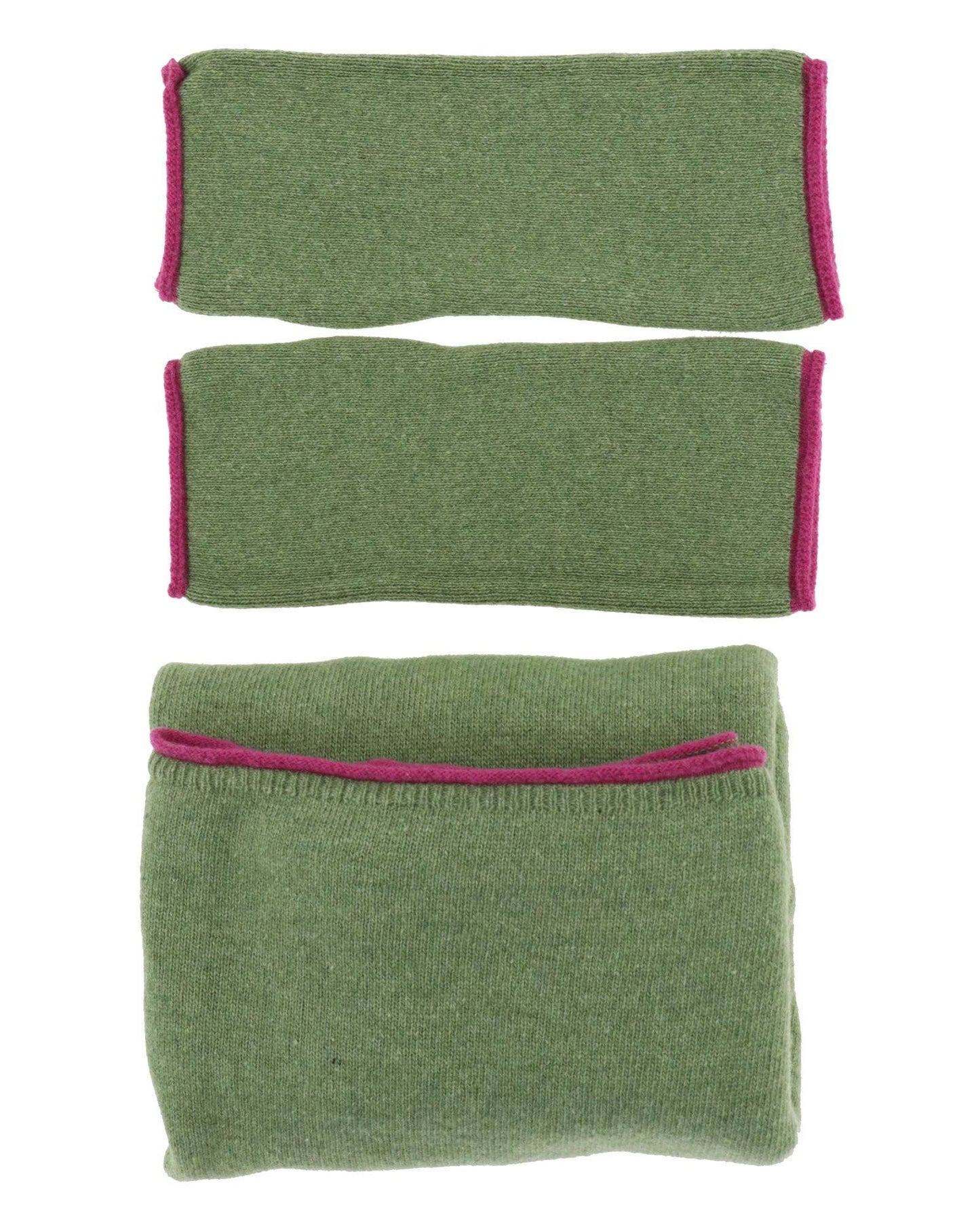 Cadenza Cashmere Blend Contrast Edge Wrist Warmers: Peacock and Ultraviolet