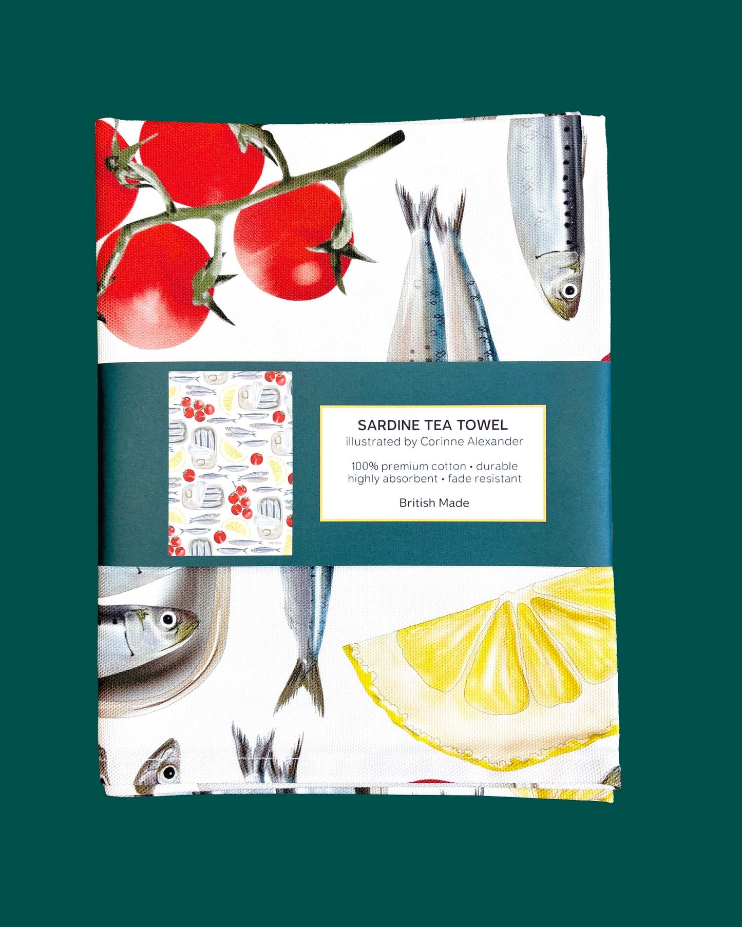 Sardine Tea Towel - British - 100% Cotton - Seaside