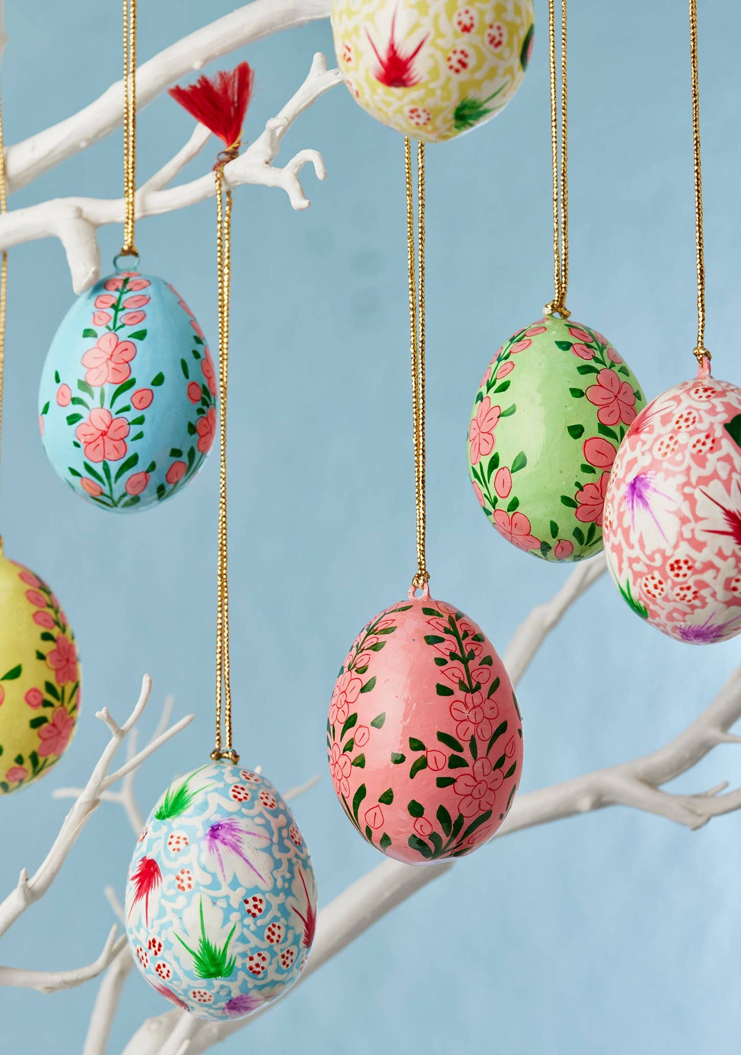 Namaste - Kashmiri Flower Handpainted Easter Egg Hanging Decoration