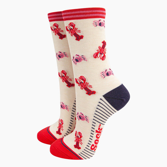 Lobster & Crab Bamboo Socks in Cream