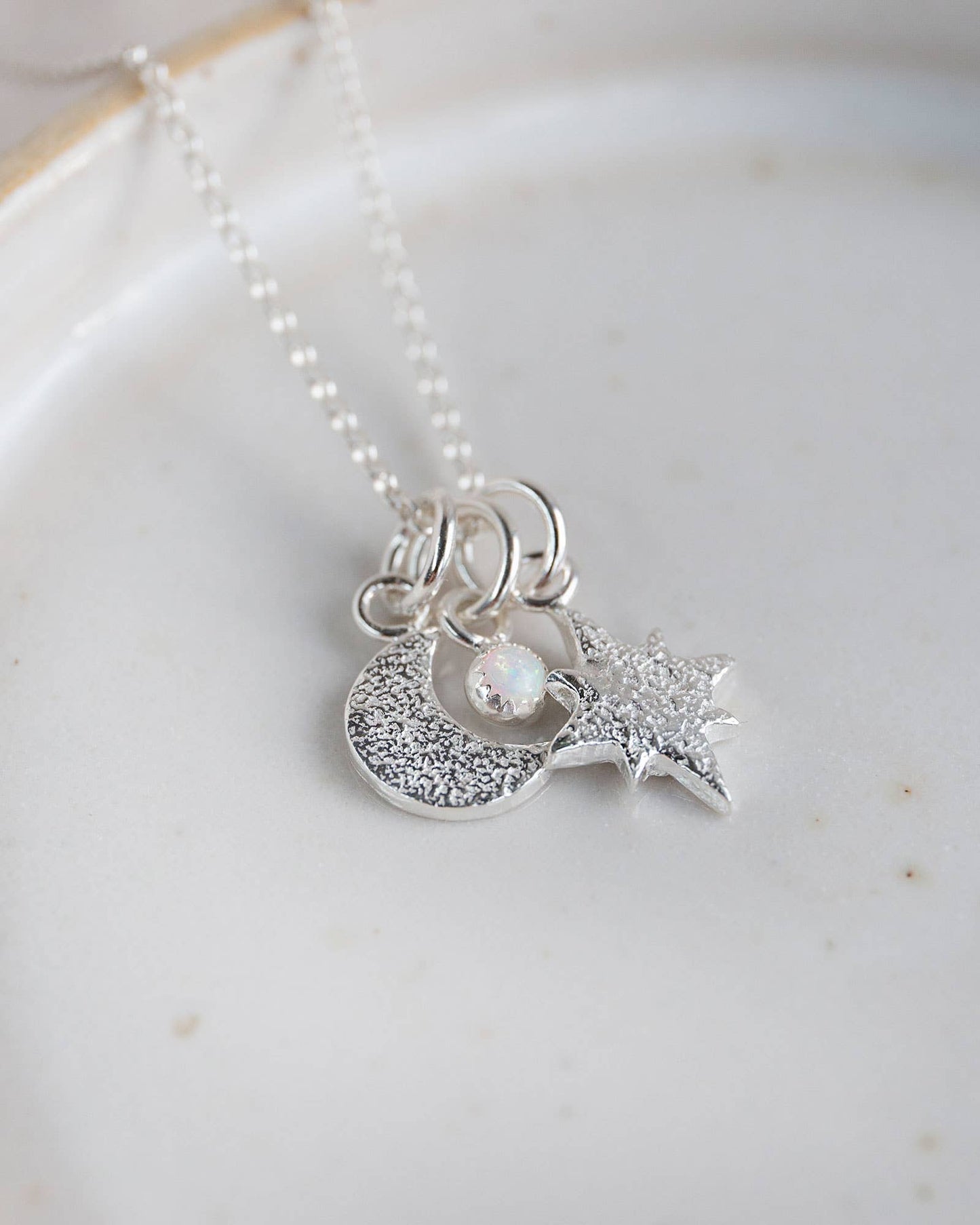 Lucy Kemp - Sterling Silver Star and Moon Gemstone Cluster Pendant