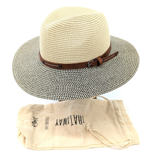 Black Ginger - Folding Panama Style Travel Sun Hat - Mottled (61cm)